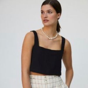 anthropologie porridge linen cropped tank - black